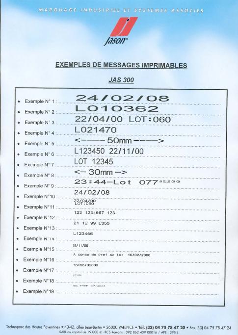 Exemples de marquage Jas 300 Indus